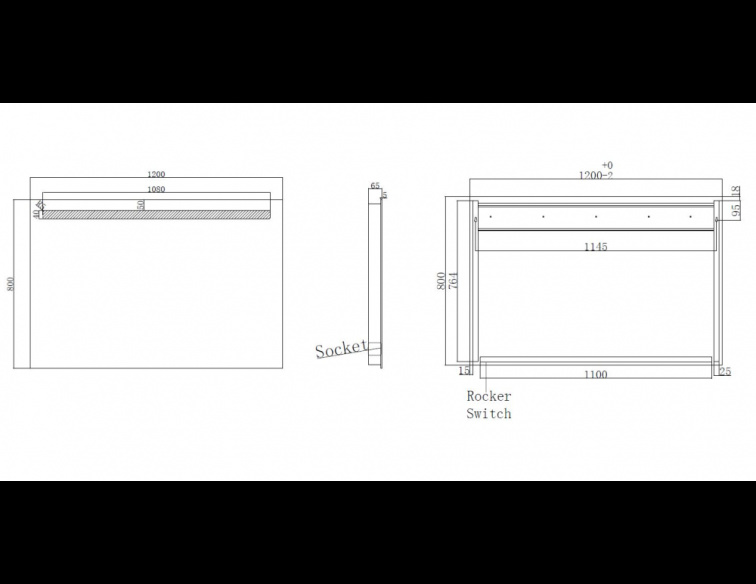 Wiesbaden Tigris Spiegel met LED Verlichting + stopcontact - 120 x 80 cm