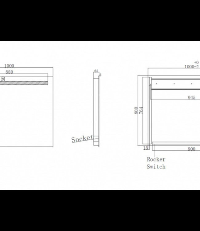 Wiesbaden Tigris Spiegel met LED Verlichting + stopcontact  - 100 x 80 cm