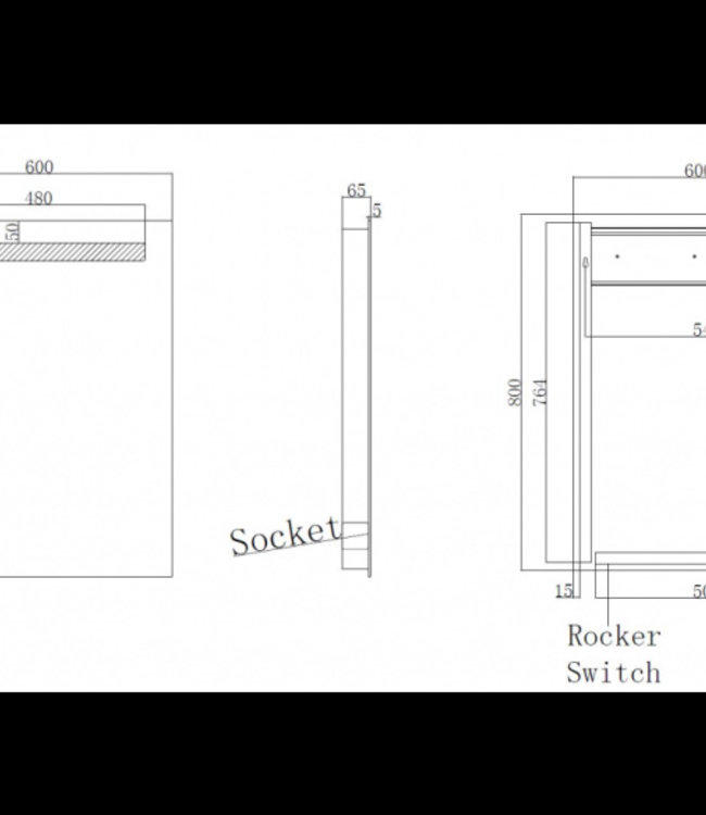 Wiesbaden Tigris Spiegel met LED Verlichting + stopcontact  - 60 x 80 cm