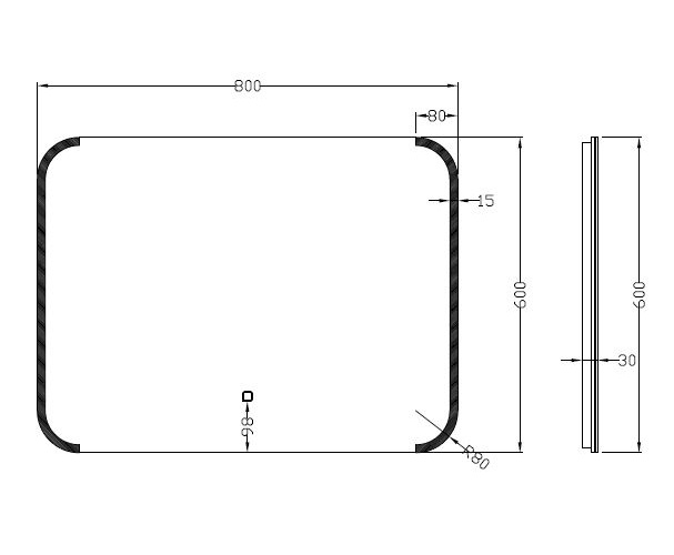 Wiesbaden Bracket - Dimbare LED Spiegel - Condens-vrij - 80 x 60 cm