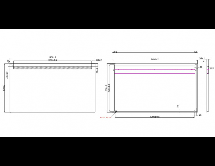 Wiesbaden Tigris Spiegel met LED Verlichting - 140 x 80 cm