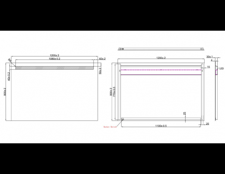 Wiesbaden Tigris Spiegel met LED Verlichting - 120 x 80 cm