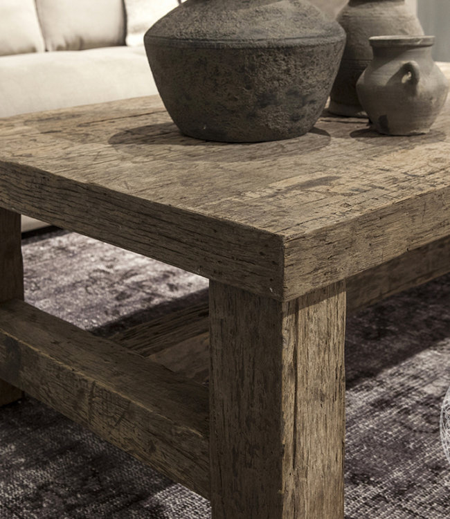 Be-Uniq Salontafel Klooster - Oud Hout - H45 x B130 x D75 cm