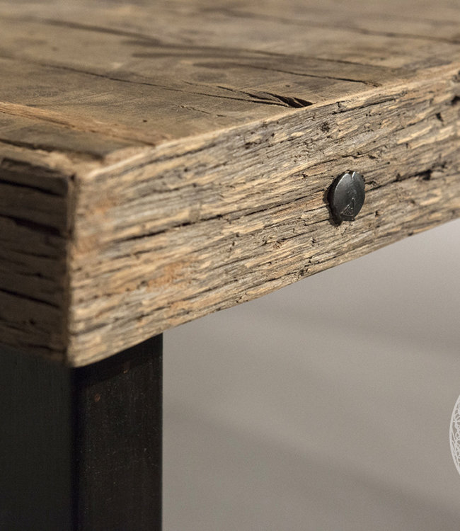 Be-Uniq Robuuste Oud Houten Eettafel - B160 x D95 cm
