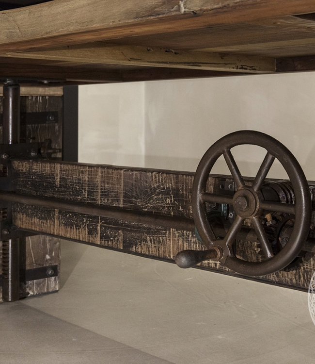 Be-Uniq Eettafel Factory - L100 x B220 cm - Oud Hardhout