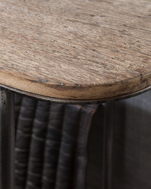 Be-Uniq Bijzettafel Lazy - L22 x B55 x H69 cm - Hout / Leder