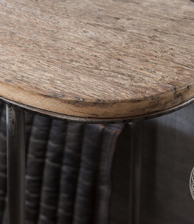 Be-Uniq Bijzettafel Lazy - L22 x B55 x H69 cm - Hout / Leder