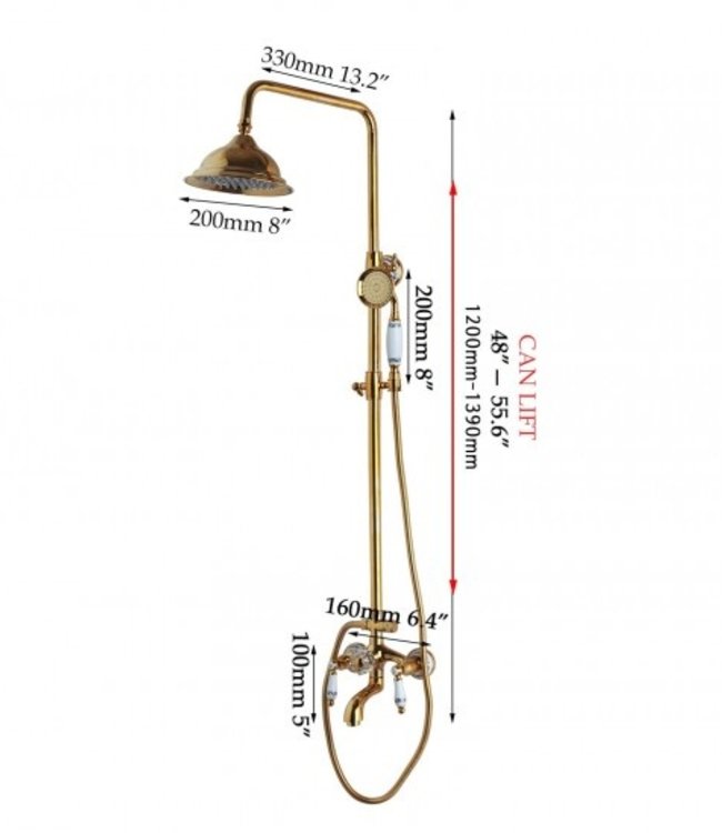 Rene Houtman Opbouw douche set - Goud