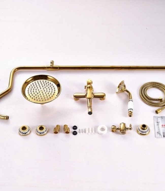 Rene Houtman Regendouche set met Badkraan - Nostalgisch - Goud