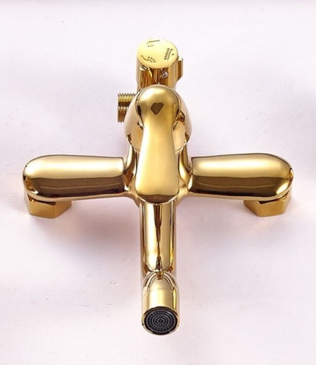 Rene Houtman Regendouche set met Badkraan - Nostalgisch - Goud