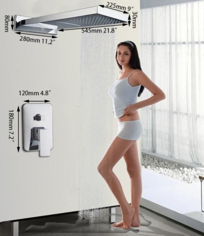 Rene Houtman Regendouche met Waterval-functie - Chroom Afgewerkt