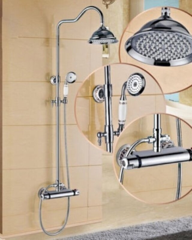 Rene Houtman Thermostatische Nostalgische Chroom Doucheset