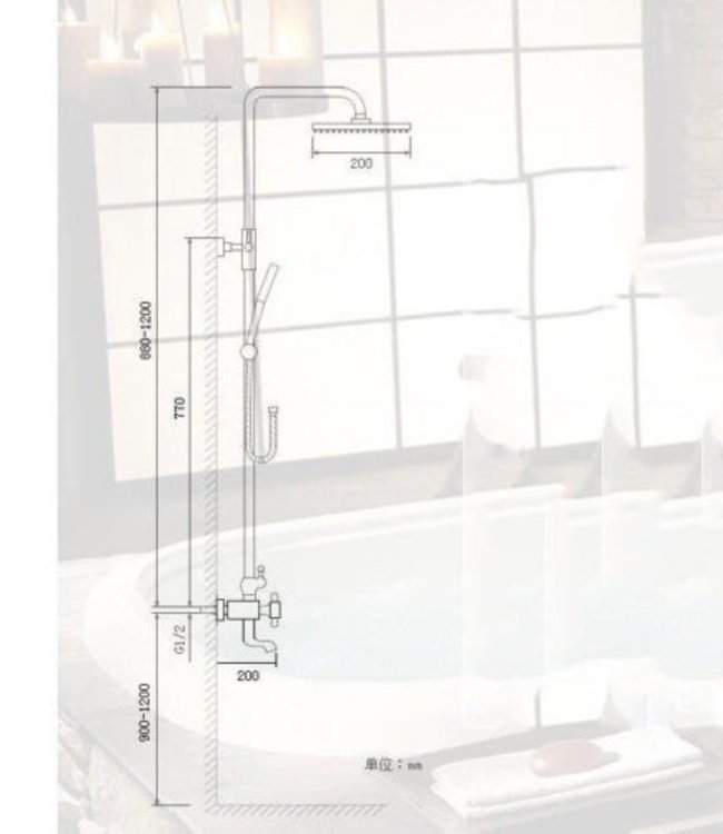 Rene Houtman Opbouw Doucheset met Kraan en Douchekop - 20 CM