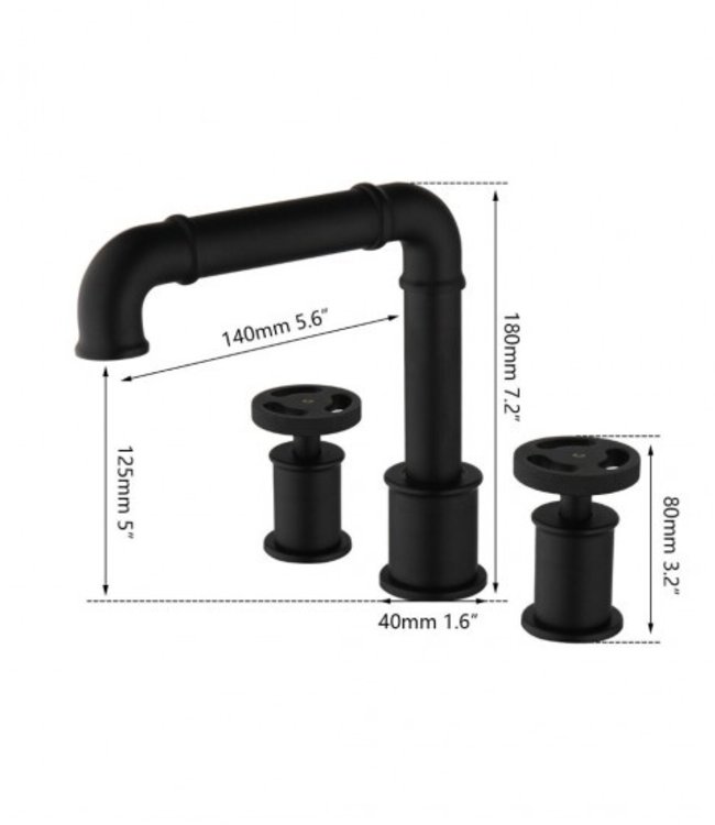 Rene Houtman Industriële - 3-delige - Zwarte Mengkraan