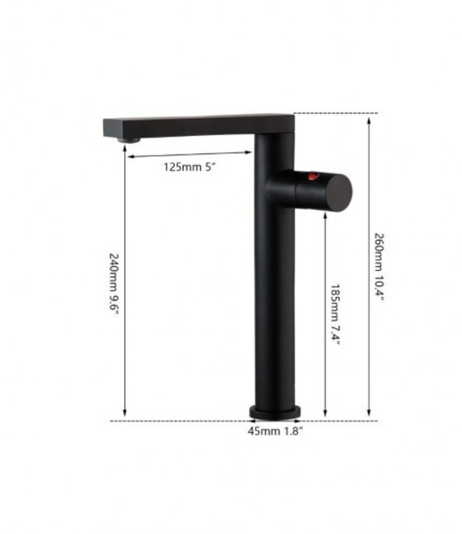 Rene Houtman Moderne Hoge Zwarte Wastafelkraan