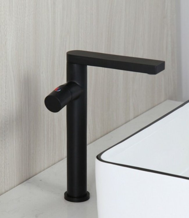 Rene Houtman Moderne Hoge Zwarte Wastafelkraan