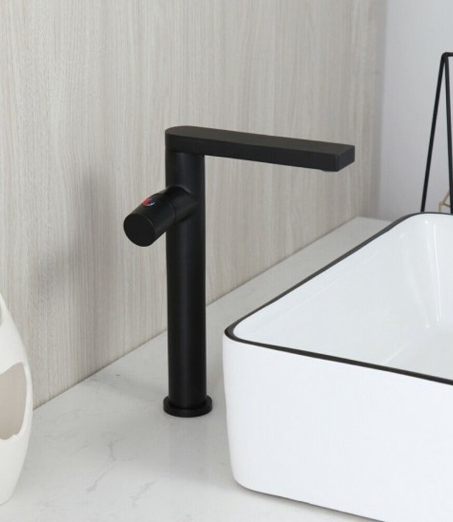 Rene Houtman Moderne Hoge Zwarte Wastafelkraan