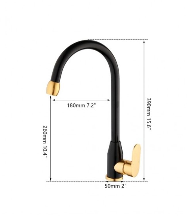 Rene Houtman Keukenkraan - Zwart/Goud