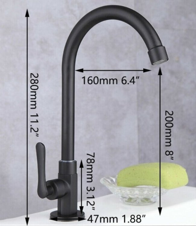 Rene Houtman Mat Zwarte Koud Water Kraan