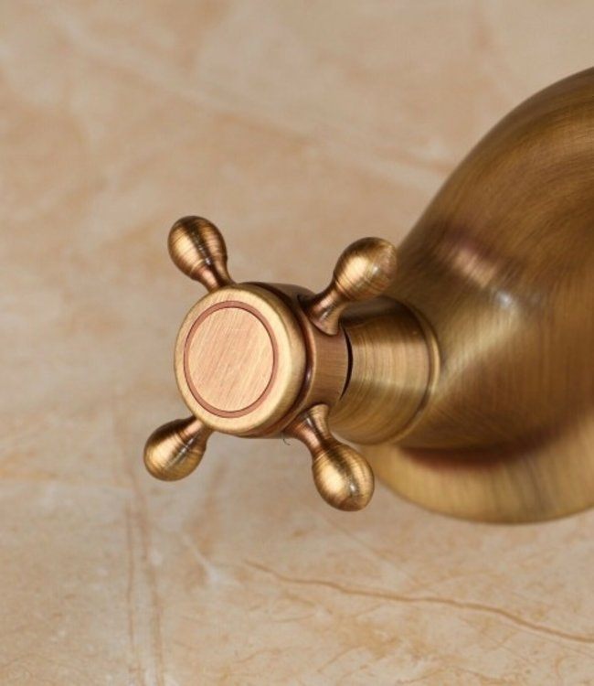 Rene Houtman Nostalgische Bronzen Wastafelkraan met Beweegbare Tuit