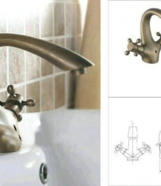 Rene Houtman Nostalgische Bronzen Wastafelkraan - Klassiek