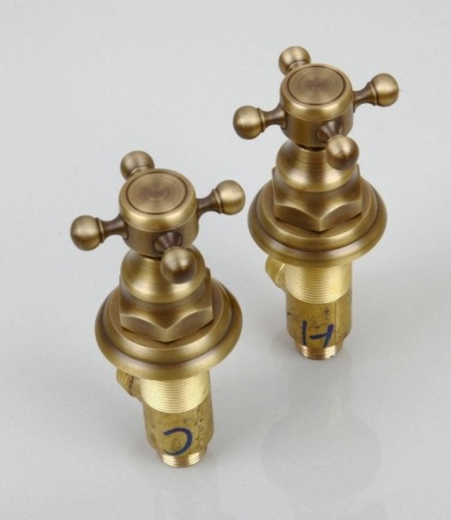 Rene Houtman 3-delige Wastafelkraan - Nostalgisch Brons Afgewerkt