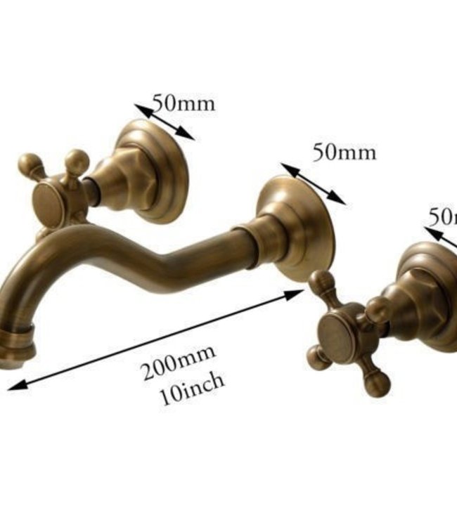 Rene Houtman 3-delige Wastafelkraan - Nostalgisch Brons Afgewerkt