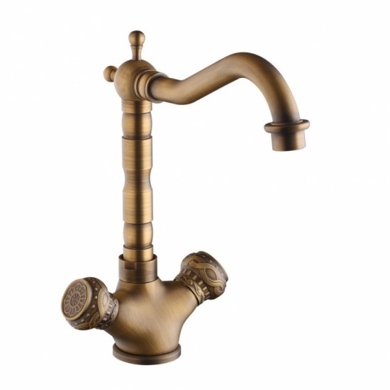 Rene Houtman Elegante Nostalgische Bronzen Wastafelkraan