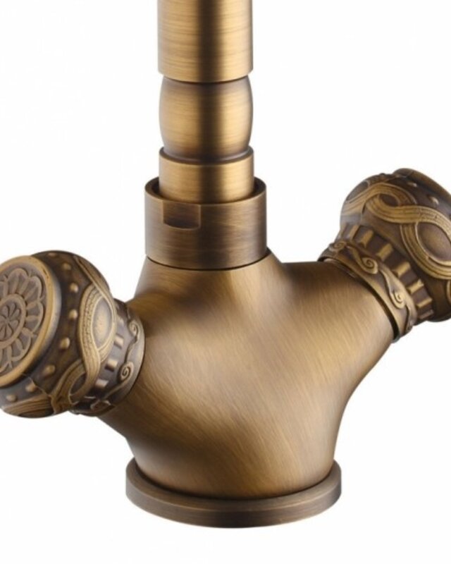 Rene Houtman Elegante Nostalgische Bronzen Wastafelkraan