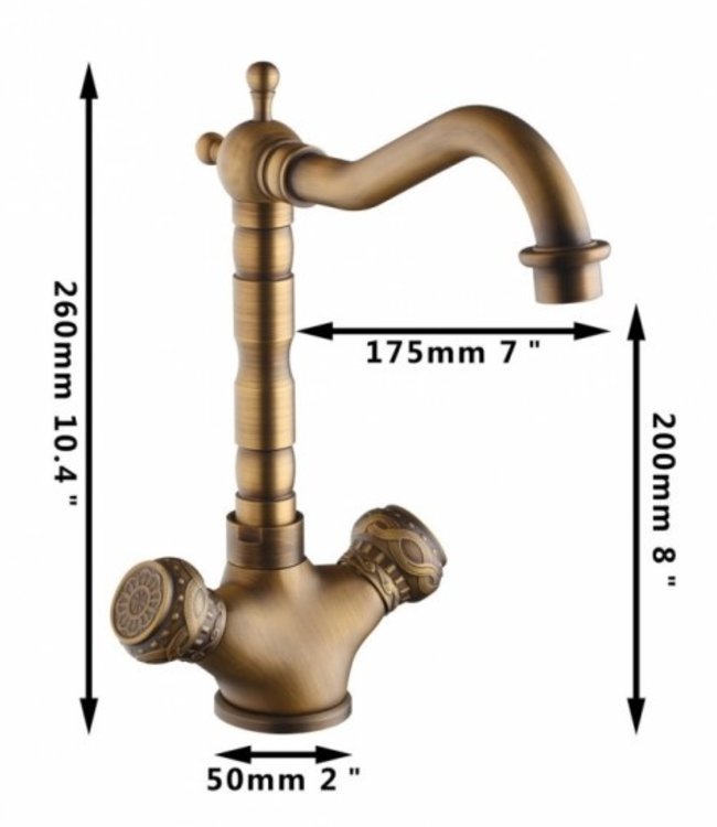 Rene Houtman Elegante Nostalgische Bronzen Wastafelkraan