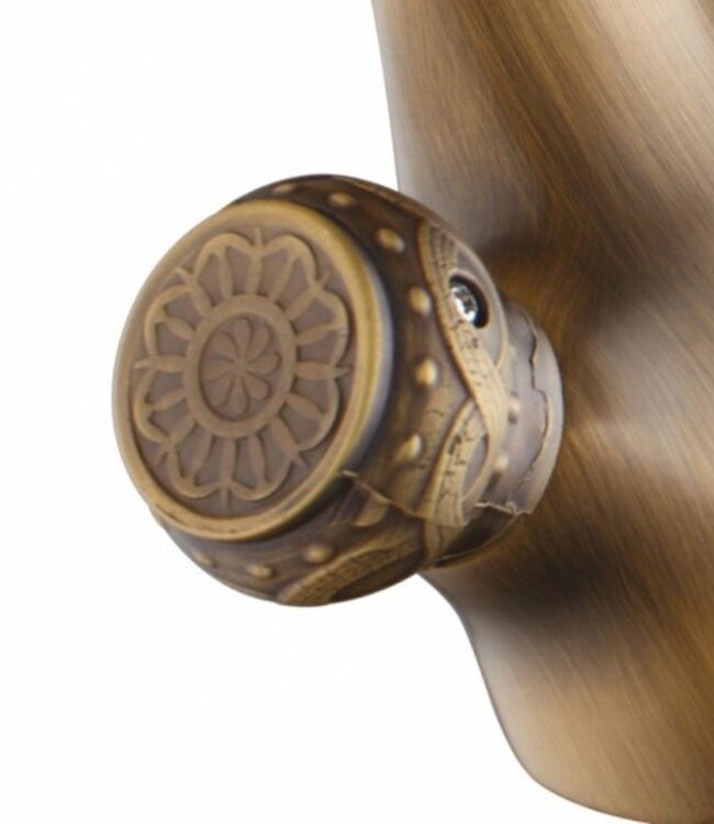 Rene Houtman Nostalgische Bronzen Wastafelkraan - Klassiek - Met Draaiknoppen