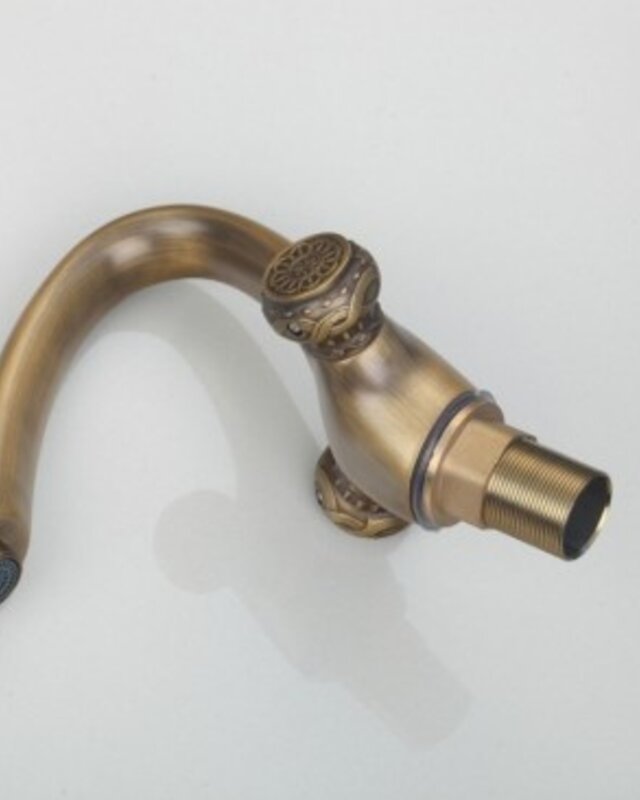 Rene Houtman Nostalgische Bronzen Wastafelkraan - Klassiek - Met Draaiknoppen