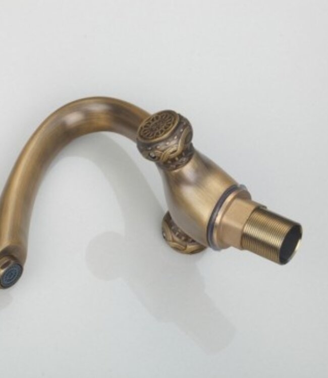 Rene Houtman Nostalgische Bronzen Wastafelkraan - Klassiek - Met Draaiknoppen