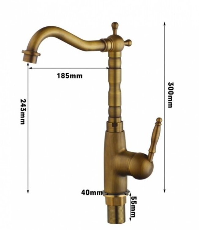 Rene Houtman Klassieke Bronzen Wastafelkraan