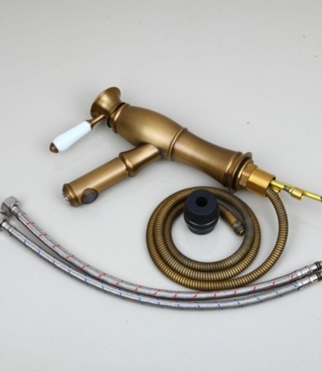 Rene Houtman Nostalgische Wastafelkraan - Klassiek - Brons - Uittrekbaar