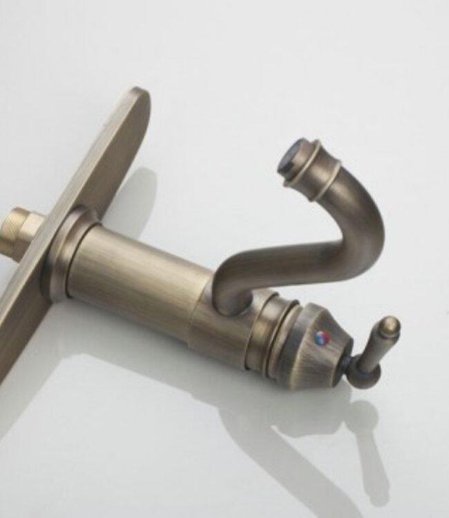 Rene Houtman Nostalgische Wastafelkraan - Klassiek - Brons - Met Afdekplaat