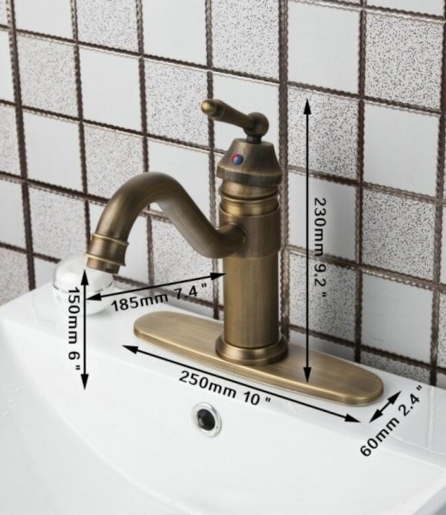 Rene Houtman Nostalgische Wastafelkraan - Klassiek - Brons - Met Afdekplaat