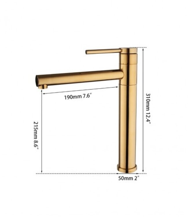 Rene Houtman Goudkleurige Wastafelkraan met Zwenkbare Uitloop