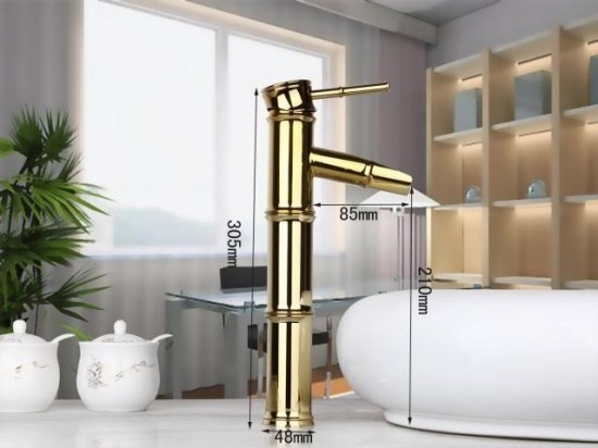 Rene Houtman Bamboo Stijl Wastafelkraan - Goud