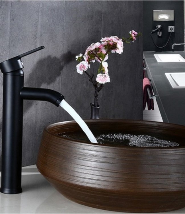 Rene Houtman Nostalgische Olie Bronzen Wastafelkraan met Ronde Hals