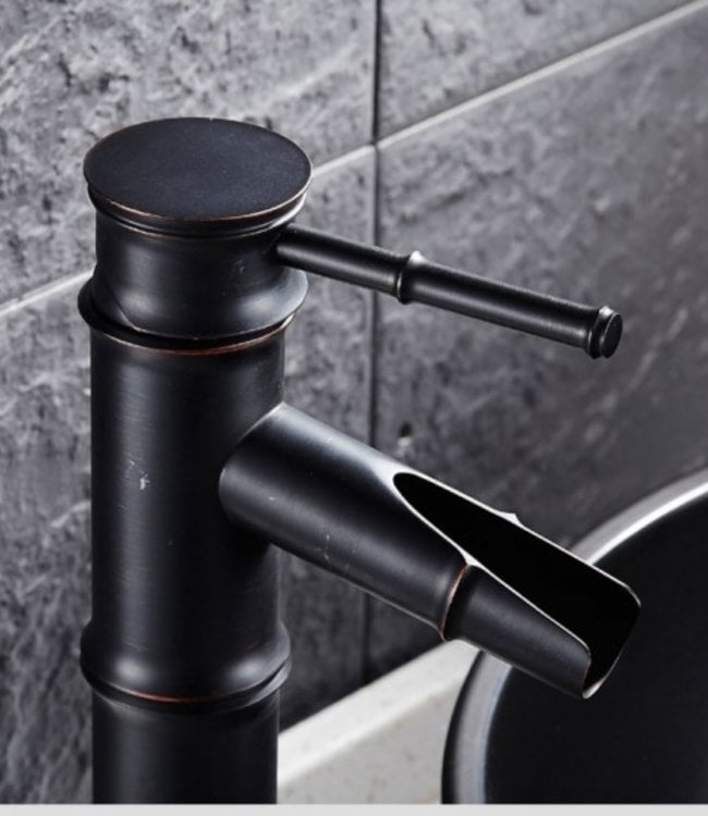 Rene Houtman Bamboe Stijl - Wastafelkraan - Klassiek - Olie Brons Gewreven