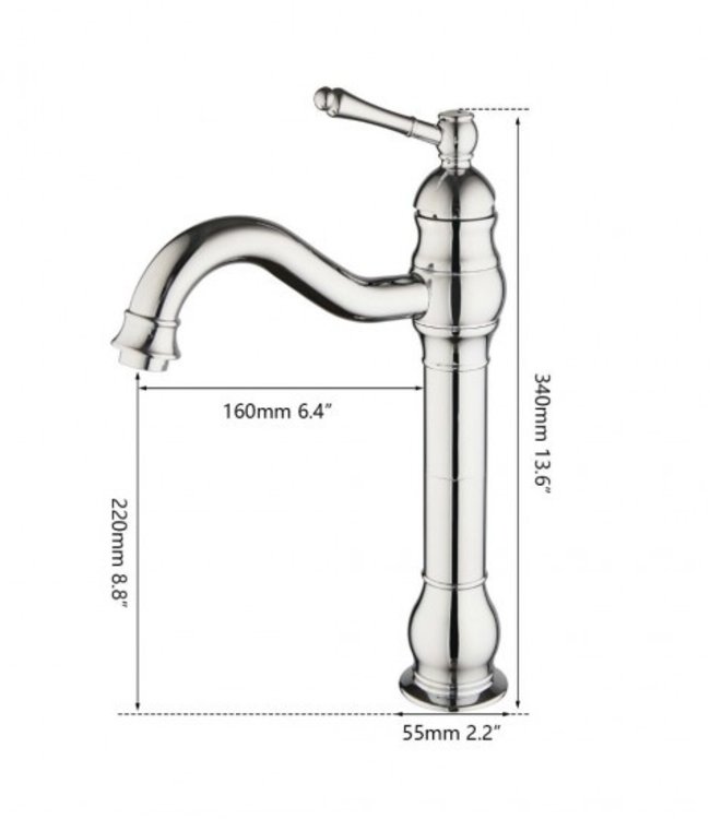 Rene Houtman Nostalgische Chroom Wastafelkraan