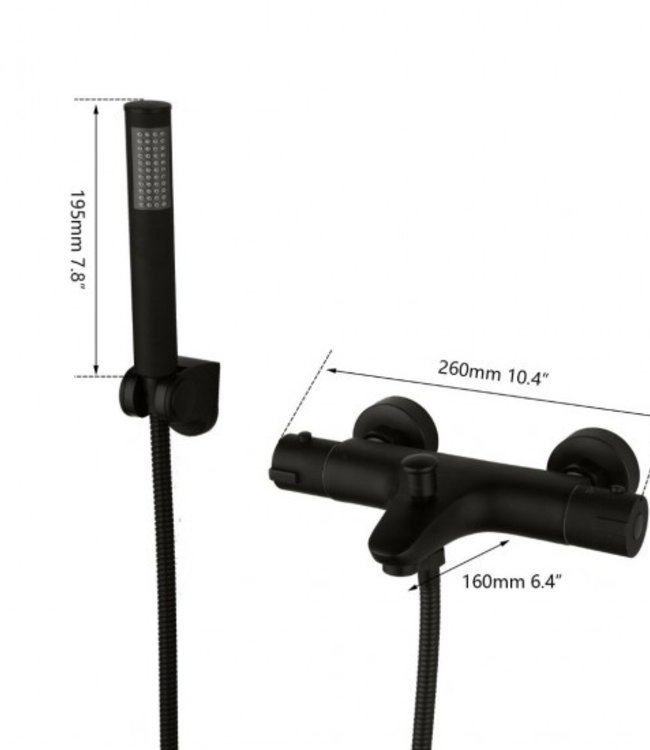 Rene Houtman Thermostatische Zwarte Badkraan