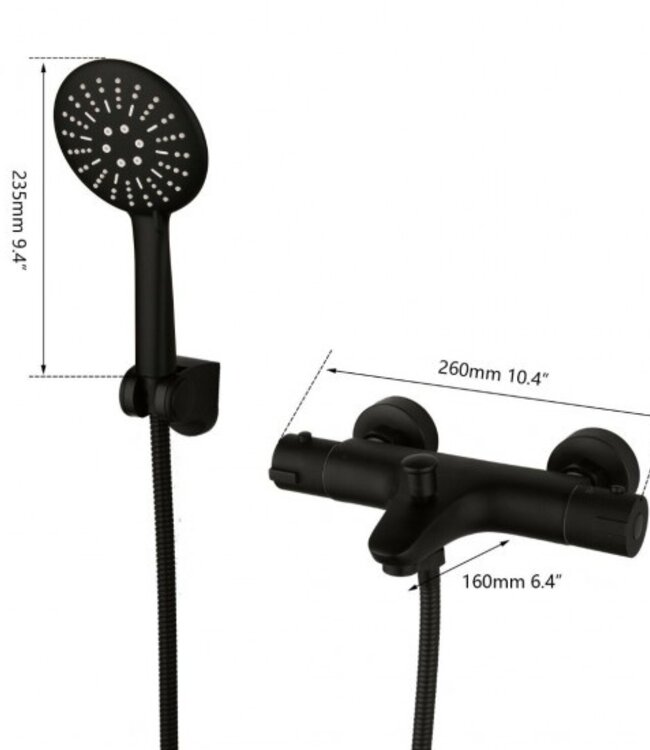 Rene Houtman Thermostatische Zwarte Badkraan