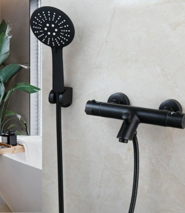 Rene Houtman Thermostatische Zwarte Badkraan