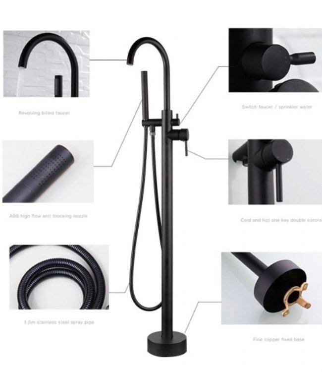 Rene Houtman Vrijstaande Zwarte Moderne Badkraan