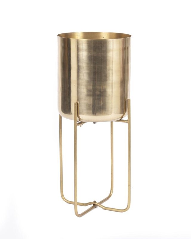 Bazar Bizar Gouden Messing Plantenpot op Standaard - L
