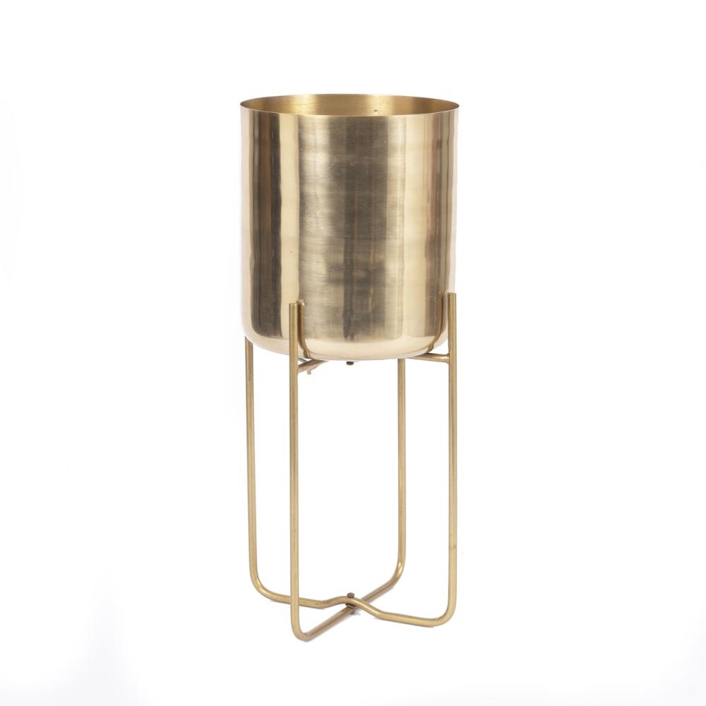Bazar Bizar Gouden Messing Plantenpot op Standaard - L