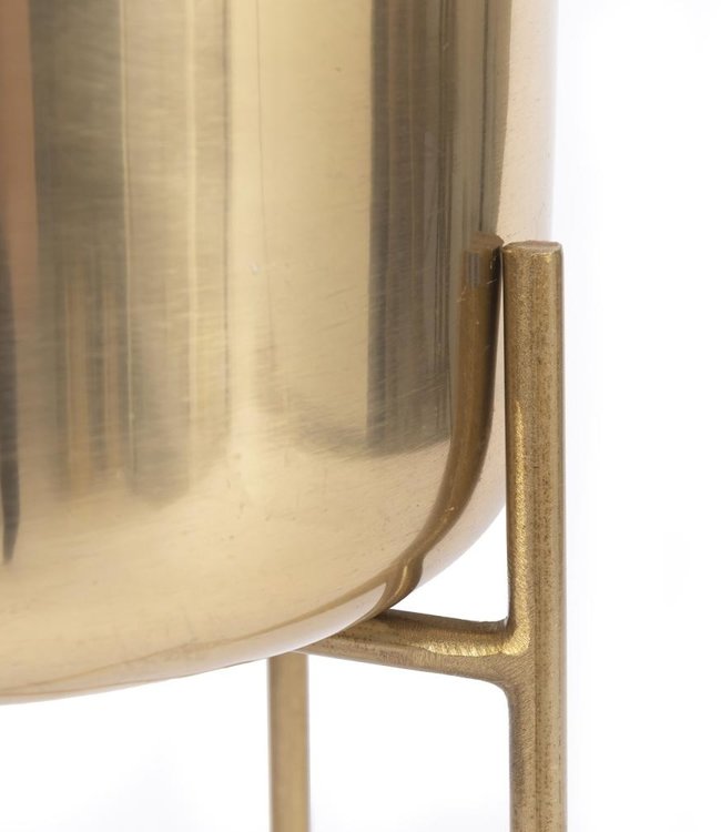 Bazar Bizar Gouden Messing Plantenpot op Standaard - L