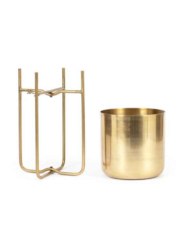Bazar Bizar Gouden Messing Plantenpot op Standaard - M
